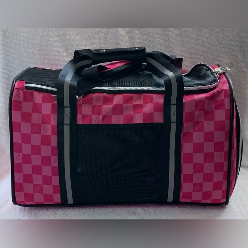 SALE - Betsey Johnson Pink Checks Pet Carrier for Small Pets - Picture 3 of 11